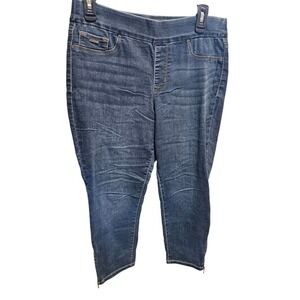Nine West Heidi Pull On‎ Skinny Crop Jeans Size 10 Dark Wash Denim